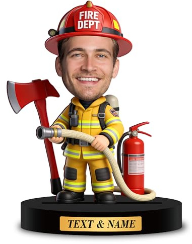 FCLYDER Personalisierte Holzfigur mit austauschbarem Kopf | Individuelles Andenken mit Gravur | Geschenk für Krankenschwestern, Feuerwehrleute, Bräutigame, Cheerleader, Friseure & Barbier (Stil 2)