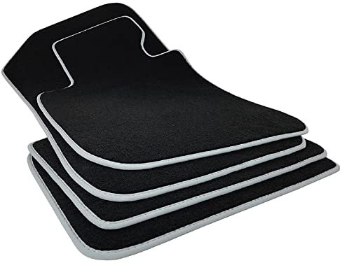 Carstyling Fußmatten für BMW 3er E46 Cabrio Premium Velours SCHWARZ Nubuk-Band Grau Automatten