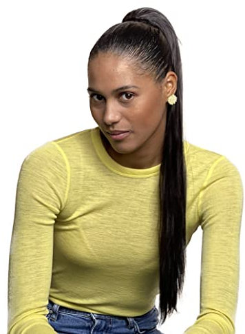 CAISHA 65cm Haarteil Mit Kordelverschluss Langhaar Zopf Pferdeschwanz Haarverlängerung Glatt Schwarzbraun PH603