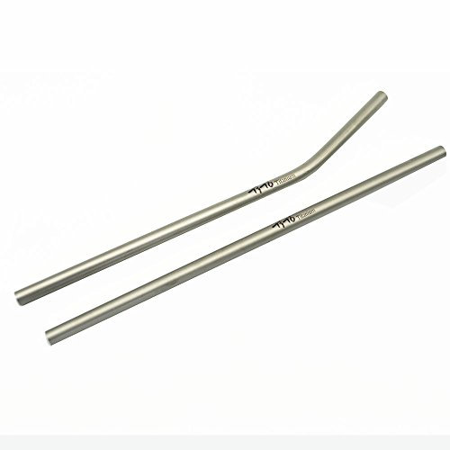 TiTo Titanium Pajitas de Reutilizables Titanio Cenafuerte y Ultraligera con Cepillo de Limpieza para Beber Aplicar Cocina Bar Viajes Picnic(1Recta 1 Doblada,7 × 215 mm)
