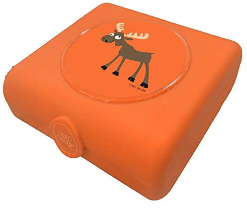 Carl Oscar Kinder Brotdose Lunchbox Sandwichbox Kunststoff BPA frei - Perfekt für Kindergarten, Schule, auf einem Ausflug oder auf Reisen in Orange, 14.5 x 13.8 x 5.3 cm