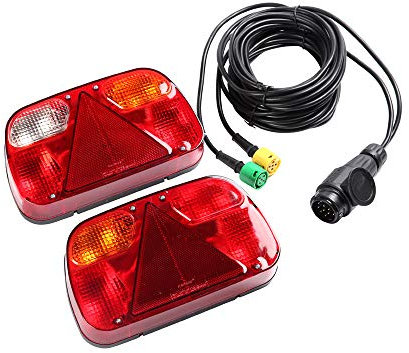 ETUKER Rückleuchten Kit für Anhänger - 12V Universal Wasserdicht, Mit 13 Polig Stecker, 2 Stück 5,5m Lang 5 Polig Kabel, Für Wohnwagen/RV/LKW