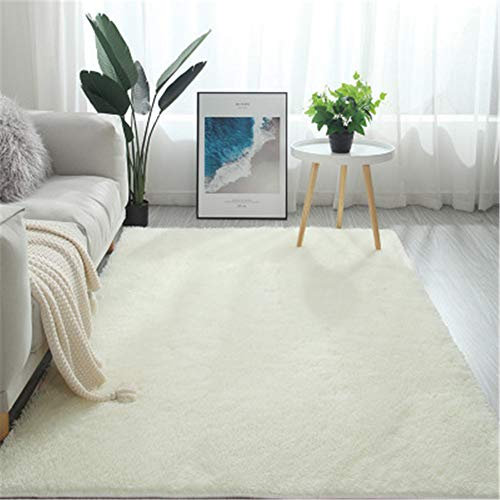 Faux Lammfell Schaffell Teppich Lammfell Schaffell Teppich Longhair Fell Nachahmung Wolle Bettvorleger Sofa Matte (Weiß,120 * 160 cm)