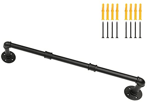 Ihomepark Industrieller Kleiderständer, Wandmontage, Deckenmontage, Kleiderständer, 74 cm, robuste Metall-Hängestange für den Einzelhandel, Schrankaufbewahrung und Wäscheorganisation