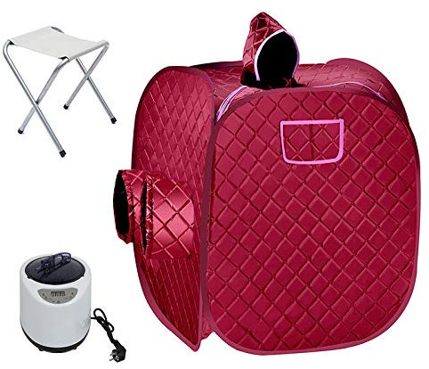YJIIJY Sauna Portable, Spa Personnel à la Maison Sauna Pliable Cabine 80 * 80 * 100cm(2 Personne, Vin Rouge)