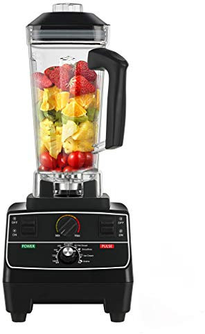 QREZ Batidora Licuadora De Vaso Profesional, Batidora Smoothie 2200W Y 8 Hojas De Acero Inoxidable Y 2 litros Jarra 48000 U/Min Sin BPA, Negro