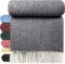 STTS International Wolldecke 100% Schurwolle Wohndecke in versch. Farben 140 x 200 cm Tagesdecke Schurwolldecke Woll-Plaid Tirol (Dunkelblau/Dunkelgrau, 140 x 200 cm)