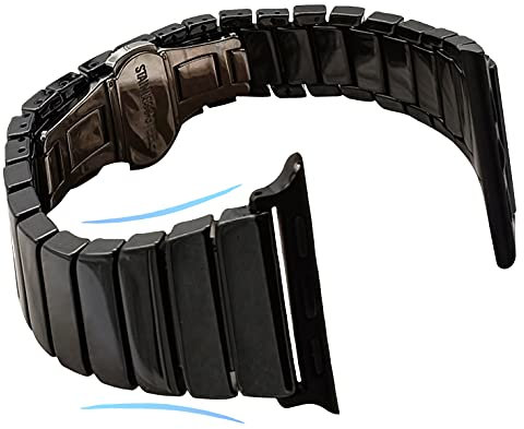 MaKTech Ceramic Wristband Replacement for Apple Watch band,Slim Link Bracelet Band Compatible with Apple Watch Series 11/10/9/8/7,Ultra 3/2/1,SE 3/2/1 [2025] (46mm/45mm/44mm/49mm,Black)