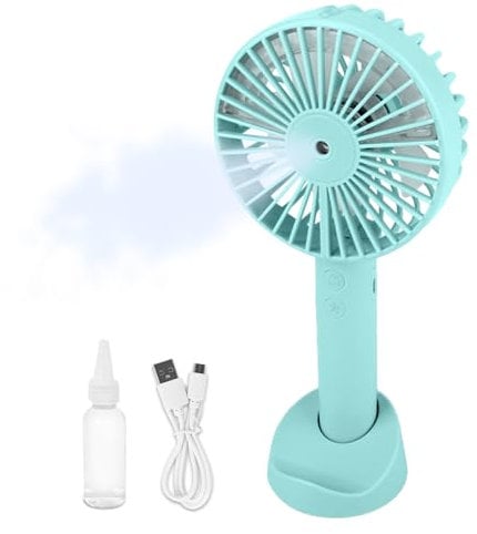 ALEENFOON Portable Handheld Mist Fan Electric Rechargeable USB Battery Powered Water Spray Mini Small Fan Desktop Personal Cool Mist Cooling Fan for Home Office Outdoor Sport Travel (Green)