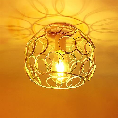 iDEGU Industrielle Deckenleuchte aus Metall Kreis Design Kronleuchter E27 Pendelleuchte Licht Dekoration Vintage Deckenlampe Flur, Eingang, Schlafzimmer, Eingang, Cafe, Restaurant (25cm, Weiß)
