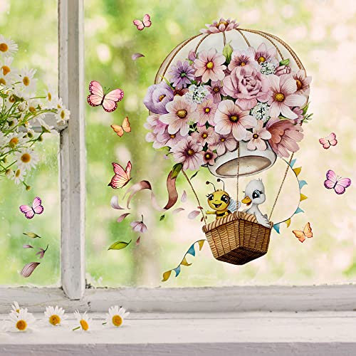 Fensterbild Ente Biene Heißluftballon Schmetterlinge rosa wiederverwendbar Fensterdeko Fensterbilder Frühling Deko Dekoration bf172 ilka parey wandtattoo-welt®