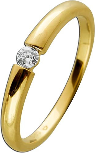 Ch.Abramowicz Vorsteckring Gelbgold 585 Solitär Brillant 0.08ct W SI 17