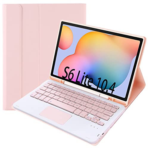 ZOMUN Funda con teclado Bluetooth con ratón táctil para Samsung Galaxy Tab S6 Lite de 10.4 pulgadas (SM-P610 / SM-P615), teclado inalámbrico con funda protectora y teclado TrackPad y ranura para