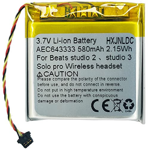DC 3.7V 580mAh AEC643333 Rechargeable li-ion Polymer Battery for Beats studio 2、studio 3、Solo pro Wireless headset headphones Battery replacement