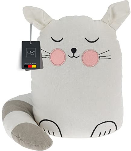 LILENO HOME Türstopper Tier als Katze Weiss - hochwertiger Kinderzimmer Türstopper als Boden Tür Stopper Sack - Tiere Stoff Türstopper Boden als Türstopper Sack mit Sandfüllung
