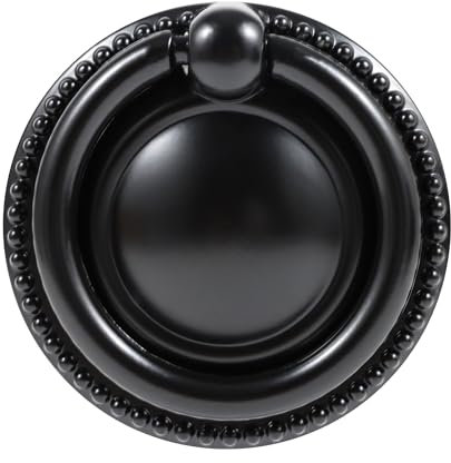 skohom 8 Pack Ring pulls,2 Black Drawer pulls,Ring Cabinet Cupboard pulls with Round Plate,Drawer Ring pulls (Matte Black)