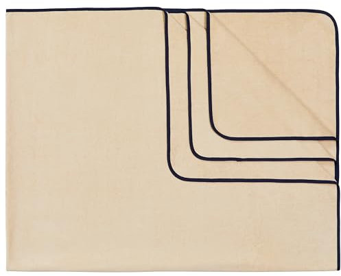 Sowel® Strandtuch XXL, 200x160 cm, Partner und Familien Badetuch, Groß, 100% Bio-Baumwolle, Flauschig, Frottee, Velours, Damen und Herren, Sand/Navy