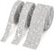 Glitzersteine Selbstklebend, Strasssteine Selbstklebend, Glitzerband Selbstklebend für DIY Handwerk Auto Hochzeit Dekoration, 3 Rollen in 3 Größen (Silber)