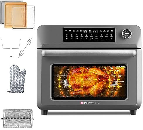 HAUSWIRT 20-In-1 Fornetto Elettrico, 20 Funzioni Di Cottura, Lcd Schermo Tattile Fornetto Elettrico Ventilato, Circolazione Dell'Aria Calda a 360°Mini Forno, 1600w,25l, Fornetto Elettrico Piccolo