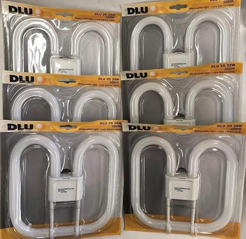 DLU 6 Pieces FLP4L9V72 F282D/835/4Pin 8x8x1 2D CFL 28W 3500K 2000 Lumens GR10q-4 Pin Base Same as GE 22180 2D CFL 28 Watt Light Bulb