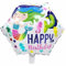 Folienballon Happy Birthday Eckig 45 cm, Mehrfarbig mit Meerjungfrau-Motiv, Bunt und Weiß, Perfekt für Kindergeburtstage, Partys und Feierlichkeiten, Langlebig und Wiederverwendbar