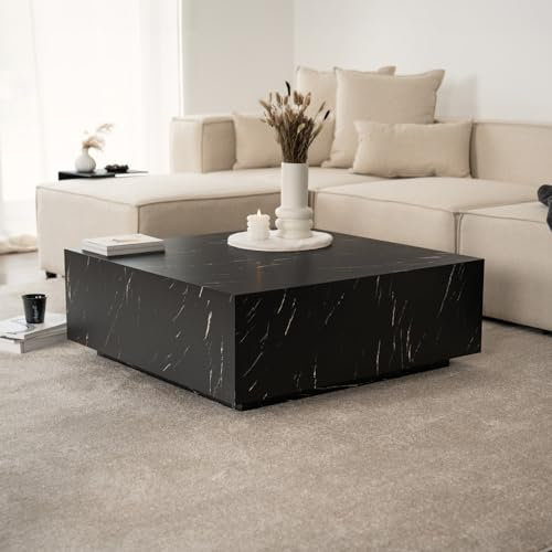 Home Deluxe - Couchtisch Amiri XL - Farbe: Schwarz, Größe: 95 x 95 cm, MDF Platte, bereits fertig montiert I Wohnzimmertisch Beistelltisch Sofatisch