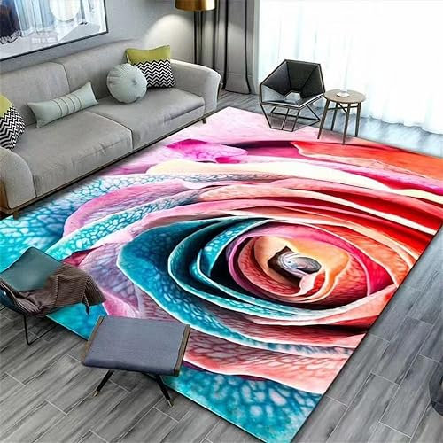 RUGMRZ Tepich Outdoorteppiche Rosa Abstrakte Rose Muster Teppich Restaurant Anti Milbe Rosa 160X230Cm Büroteppich 5Ft 3''X7Ft 6.6''