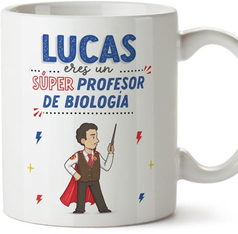 MUGFFINS Tazas Personalizadas para PROFESOR DE BIOLOGÍA hombre - En Español - ¡Eres Súper! - 11 oz / 330 ml - Regalo Personalizable original y divertido