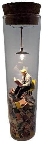 EFLAL Reagenzglas-Perspektivzeichnung, Reagenzglas-Diorama, lustige Science-Fiction-Bücher zum Dekorieren von Reagenzgläsern, Reagenzglas-Diorama bestehend aus unzähligen wie gestapelten Büchern (1)
