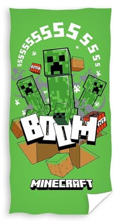 Carbotex Minecraft Creepers Boom Towel – 100% Baumwolle, saugfähig, schnell trocknendes Handtuch für Schwimmen, Strand, Bad, Schwimmen, Pool, Badezimmer, Dickes und weiches Badetuch