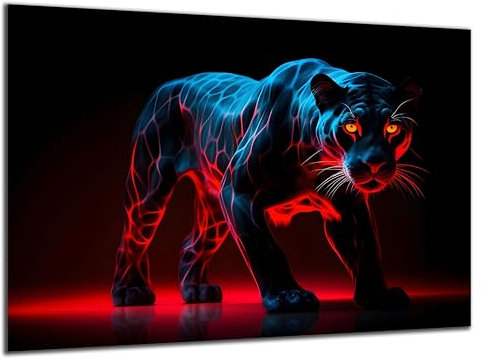 DARO Design - Wand-Bild 6mm HDF 70x50 cm Neon Tiger - Wand-Deko Bilder Wohnzimmer
