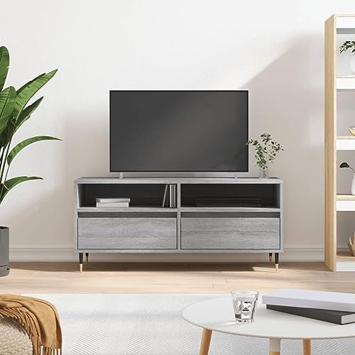 THOYTOUI TV-Schrank, Lowboard Kommoden TV unterschrank Couchtisch Mit Stauraum Geeignet für Schlafzimmer Büro Küche Grau Sonoma 100 x 34.5 x 44.5 cm Holzwerkstoff