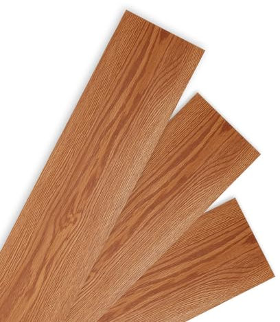 Herrselsam PVC Bodenbelag Selbstklebende, 70 Fliesen ca. 10m² Vinyl Laminat Rutschfeste Wasserdichte Schneidbar Fliesenoptik Bodenfliesen, 91,5cm x 15,2cm Dicke 1,5 mm (Warm Oak)