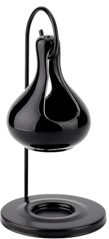 OLYCRAFT Tear Drop Oil Warmer Teardrop Oil Burner Black Ceramic Oil-Warmer with Iron Rack Hanging Tear Drop Oil Burner Tea Light Candle Fragrance Warmer for Oil Incense Aroma Diffuser