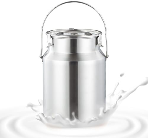 Adima Bidon À Lait En Acier Inoxydable Avec Poignée, Pichet À Lait Pour Seau À Vin, Bidon À Lait En Acier Inoxydable 304 Avec Couvercle Scellé, Utilisé Pour Stocker Le Vin,3L