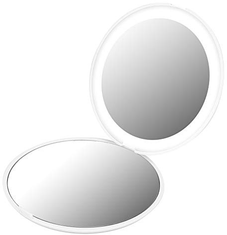 ZJchao Miroir de Maquillage Pliable avec Grossissement 10X et 12 LED Int GR ES Miroir Cosm Tique Portable pour Pr cision et clairage Optimal