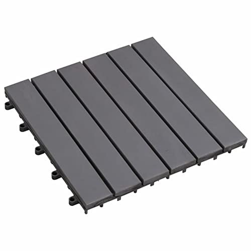 Tidyard Carreaux de terrasse 10pièce DéLavage Gris 30x30 cm Acacia Solide, Dalles Extérieures de Jardin, Emboîtables Carreaux Composite pour Sol Extérieur, Patio, Balcon, Piscine, Spa
