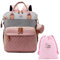 M4268782 CAMIR-Bambino zaino passeggino Borsa per pannolini Zaino maternità Zaino carrozzina bambino Borsa a mano per ospedale (rosa-grigio)