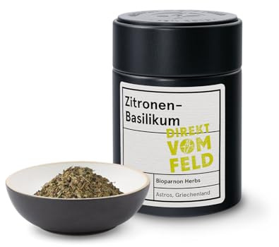 Direkt vom Feld® Zitronen-Basilikum | Eine Erfrischung für deinen Gaumen | BIO, gerebelt | 20g inkl. Gewürzdose