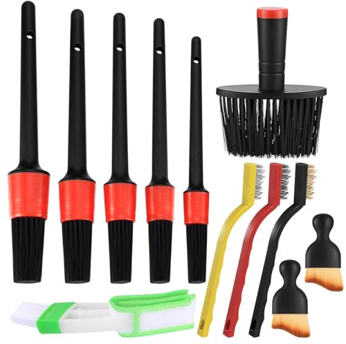 12 Cepillo Limpieza Coche Interior, Cepillo Detalles para Limpieza Interior de Coche, Cepillo de Limpieza de Coche, Brocha Automóviles Cepillo para Limpiar Coche Salpicaderos Rejillas de Ventilación