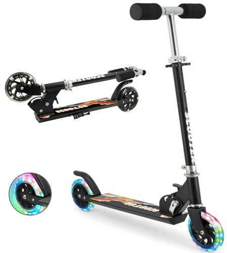 ThleeWay Scooter für Kinder 3-5 Jahre, 2 LED Flash Räder Klappbar Kinderroller mit 3-Stufen verstellbarem Lenker, Ständer,Leichter Sport Scooter für Mädchen und Jungen