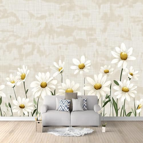 Papier Peint Mural Salon Marguerite Végétale 250x175 cm Papier Peint Panoramique Intissé Moderne, Décoration Murale Poster Tableaux Muraux Imprimé 3D Tapisserie Photo