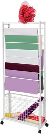 Rastrelliera per Bobine, Organizzatore di Nastri, Porta nastro da pavimento a 9 livelli, dispenser for bobine di filo in vinile su entrambi i lati con 4 rotelle girevoli for pantaloni scialle, sciarpe
