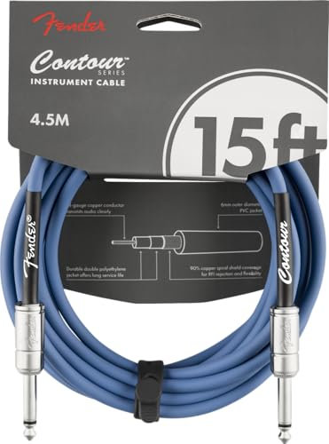 Fender Cables para instrumento serie Contour™ (15ft STR/STR) Lake Placid Blue