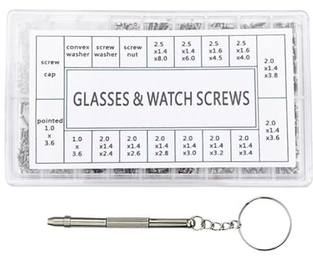 Lunaobrik Eyeglass Screwdriver Repair Kit, Screws and Nuts for Sunglasses Maintenance, Keychain Glasses Repair Set for Spectacles, Cell Phone, Watch, Clock