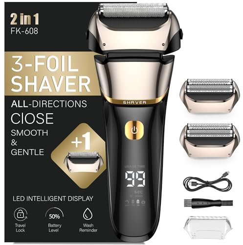 Folienrasierer Herren mit 2 Scherköpfen,Rasierer Herren Elektrisch USB Rasierapparat Herren,Nassrasierer & Trockenrasierer Elektrorasierer Herren 100 Min Laufzeit,Zero Gap Skin,IPX7,Reisesperre