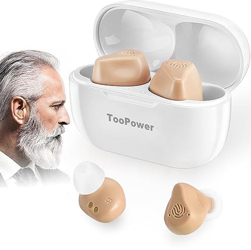 Hearing Amplifier for Seniors & Adults Rechargeable with Noise Cancelling,Digital Devices for Super Nature Sound,3Different Modes,Adjustable Volume in 5 Levels,Dual Microphone,No Whistling Sound