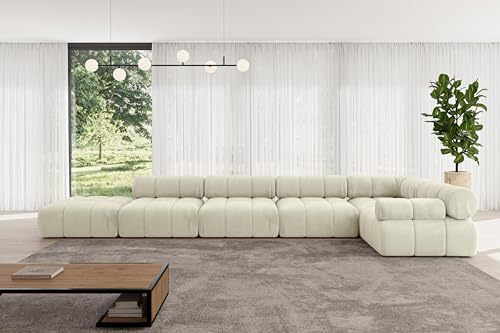 ALTDECOR Modulares Sofa Ecksofa in L-Form Corner modular Sofa Eckcouch Couch Wohnlandschaft Cauchsofa Polstersofa Felto-L3-475x190x70 cm Beige