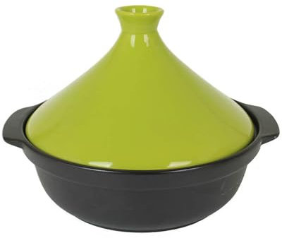 XIUCAI Tajine Marocain, Pots en Argile avec Couvercle, Pot de Cuisson Traditionnel pour Résistance aux Hautes Températures & Rétention d'Humidité, pour Votre Cuisine, Restaurant,A Green