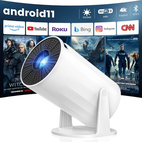Mini Projectors, Portable Projector Full HD 4K 1080P Video Projectors with WiFi 6 and Bluetooth,180° Rotatable, Auto Keystone Correction Suitable for Home Cinema